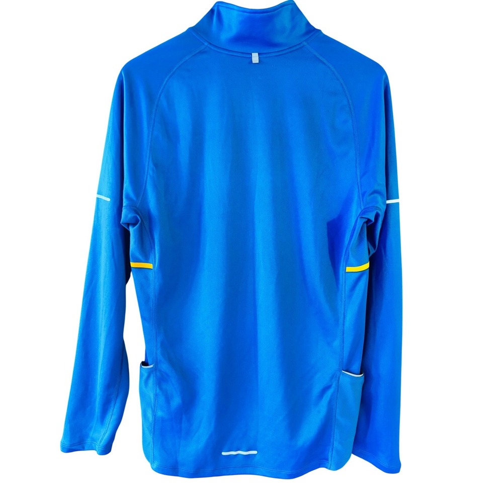 Nike Running Dri-FIT Mens Large Blue Yellow 1/4 Zip Long Sleeve Pullover 445591 - Picture 4 of 9